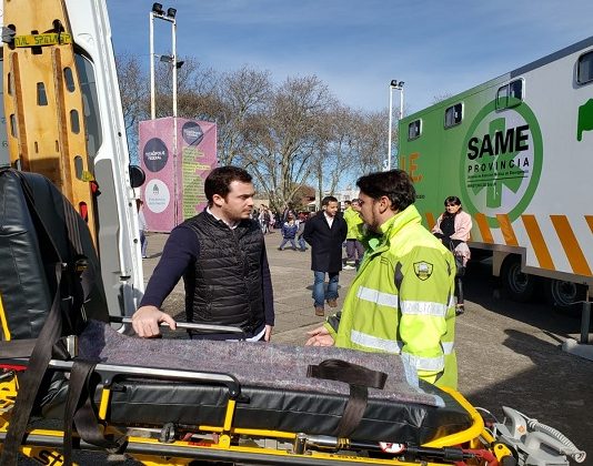 Scarsi recorrió el centro de emergencias para catástrofes que la provincia exhibe en Tecnópolis federal